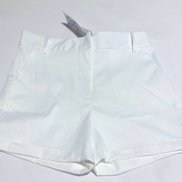 LIN & LU STUDIO CUFF HIGH WAISTED SHORTS WHITE - Picture 1 of 4